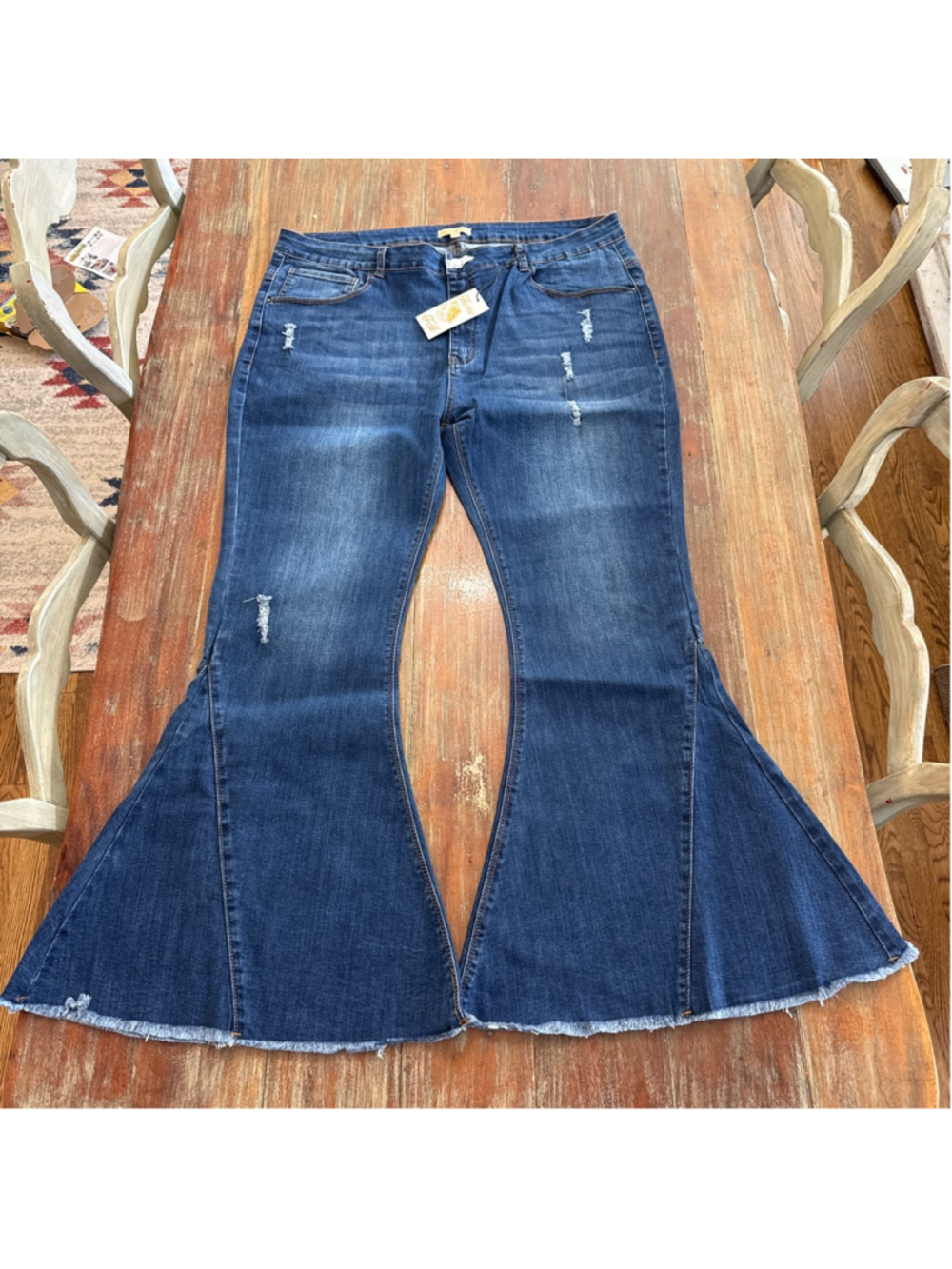 Home Folk NWT Extreme Bell Bottom Flare Jeans Distressed Raw Hem Plus Sz 22 NWT